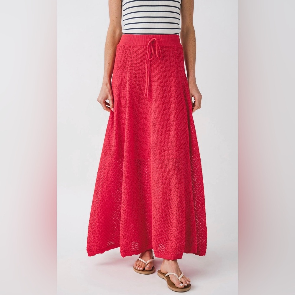 NWT FRNCH Affoue Red Knit Maxi Skirt Size Medium
